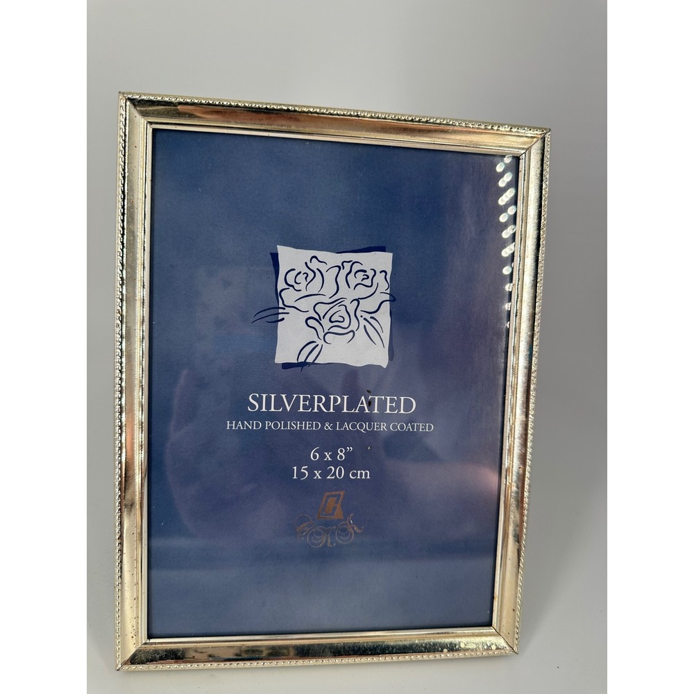 Silver Plated 6x8 Photo Frame Hand Polished Lacquer Coated Beaded Edge